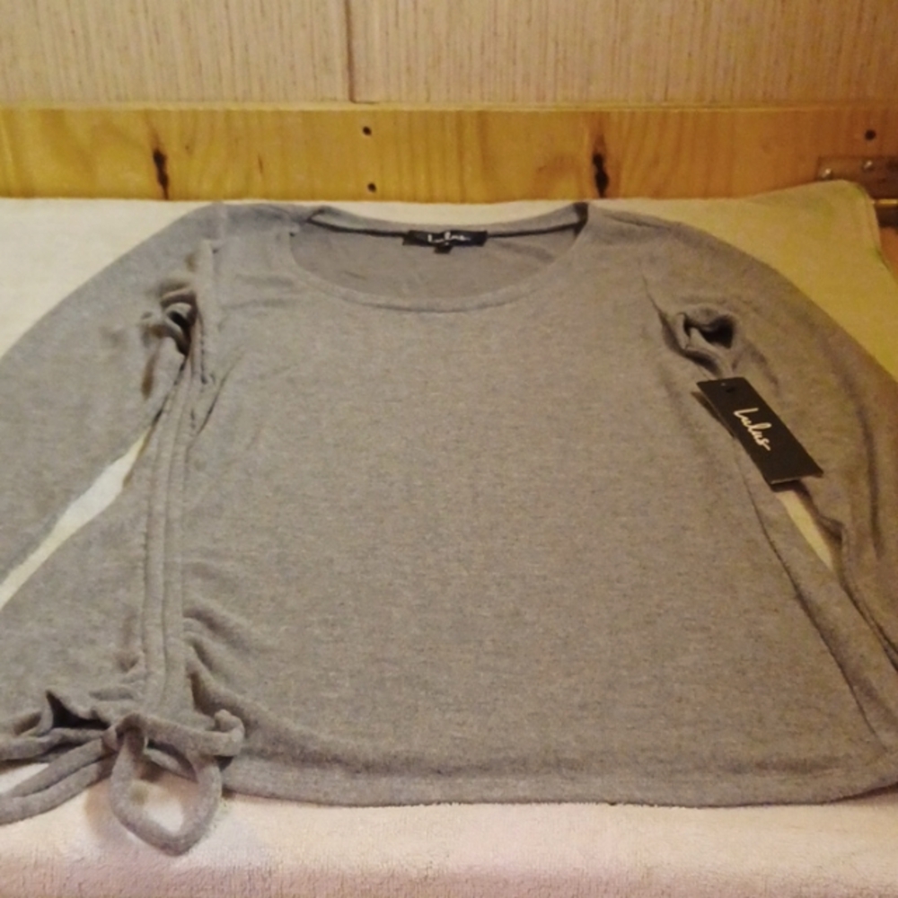 Lulus NWT Womens Heather Gray Knit Tunic Style Top, Size Small
